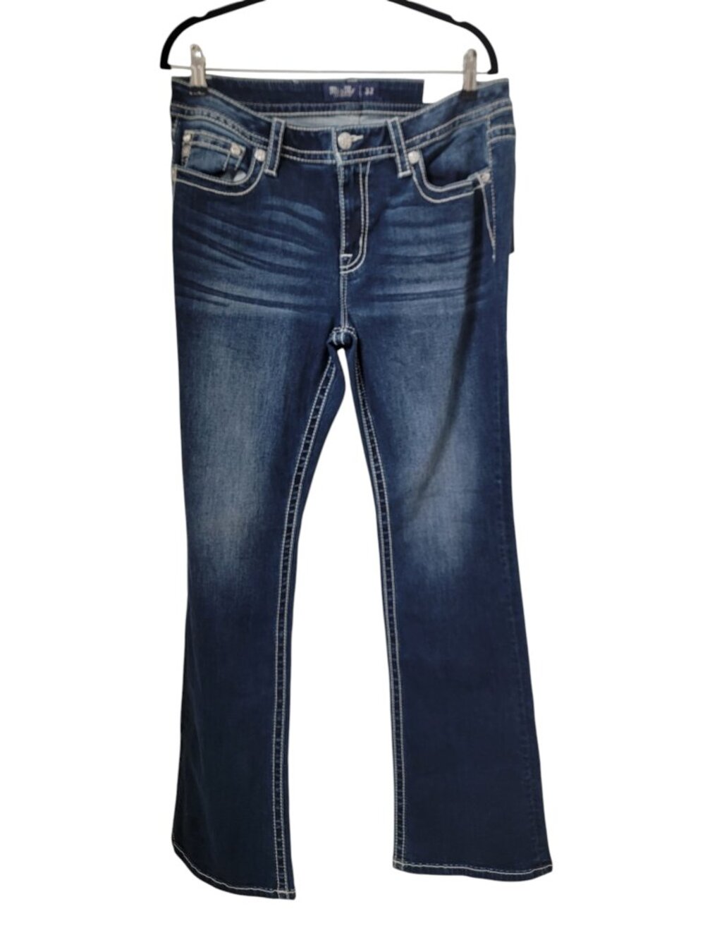 Miss Me Size 32x34 Mid Rise Bootcut Denim Blue Jeans, NEW